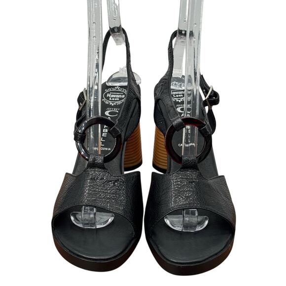 Jeffrey Campbell Funky Sandal Spiral SZ 9 Women’s Black 70s Leather Ridged Heel - Picture 4 of 12